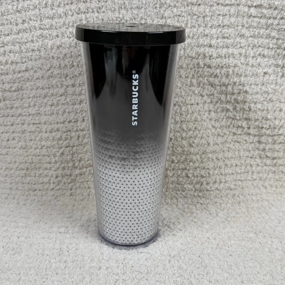 Starbucks Tumbler 24 oz Black Ombre‎ Dot Venti Reusable Cold Cup Lid NO STRAW